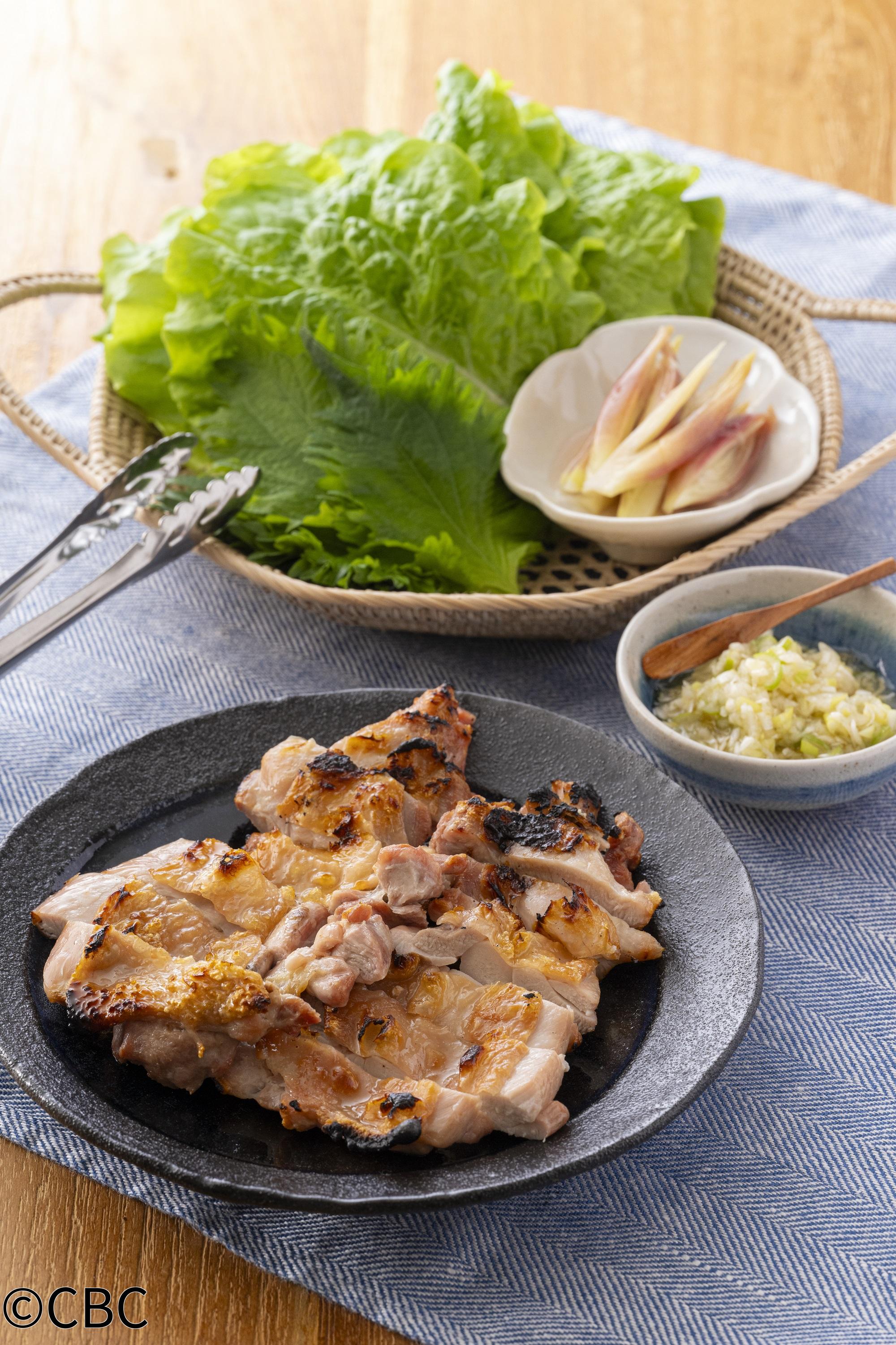 ３分クッキング🈑【鶏の塩焼き青じそ包み ねぎ塩だれ】