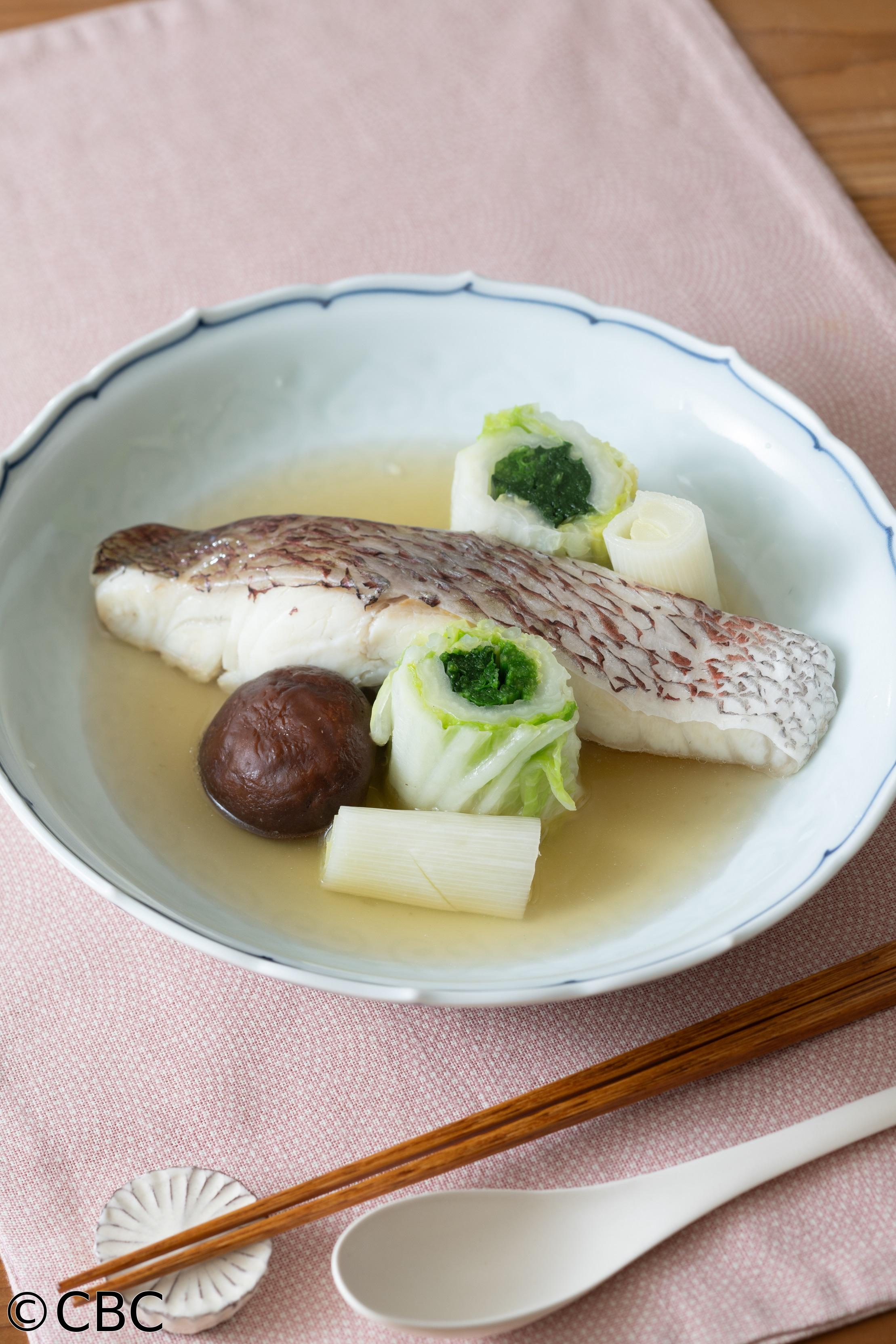 ３分クッキング🈑【鯛の酒蒸し 吸いもの仕立て】