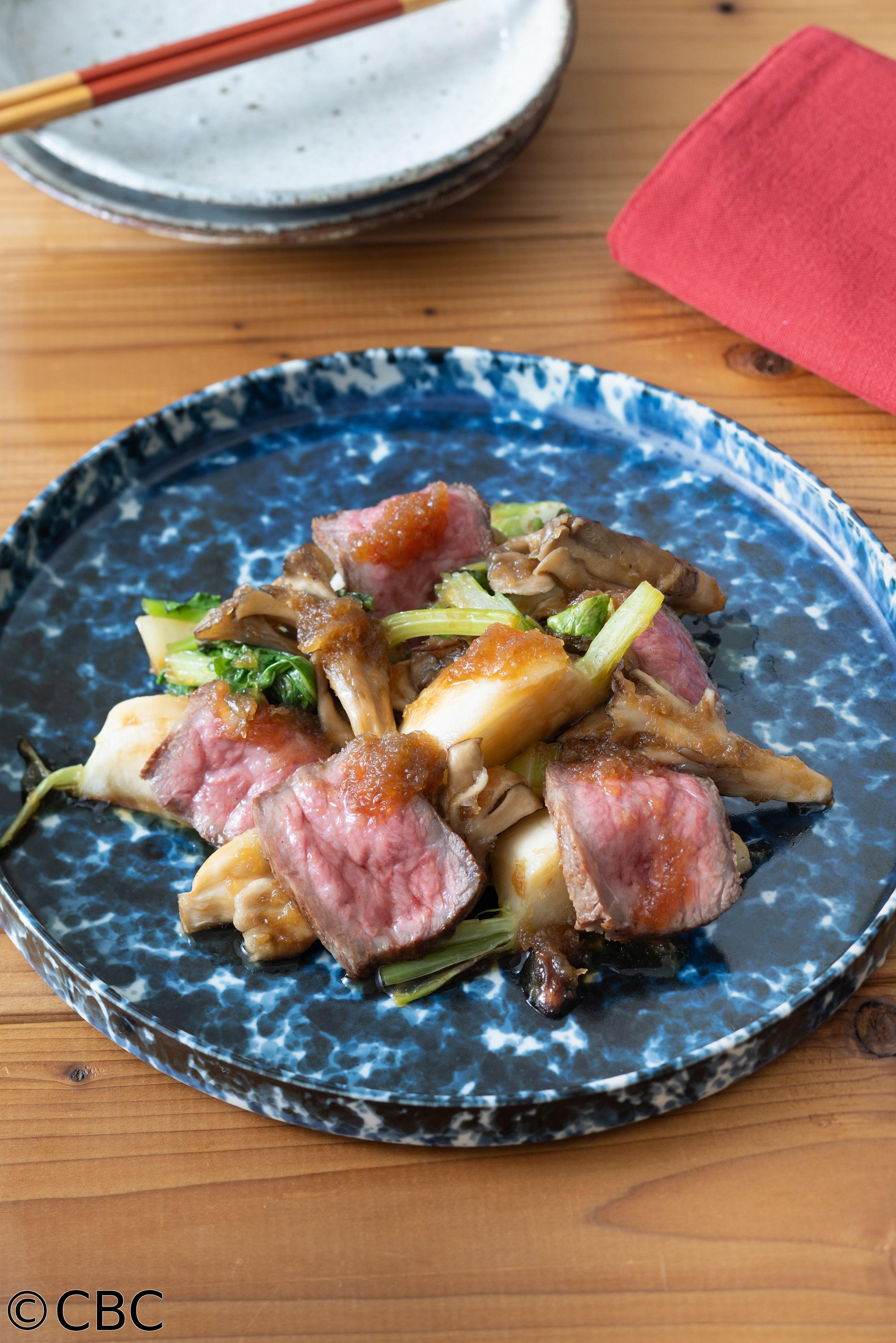 ３分クッキング🈑【牛肉と野菜のたたきマリネ】