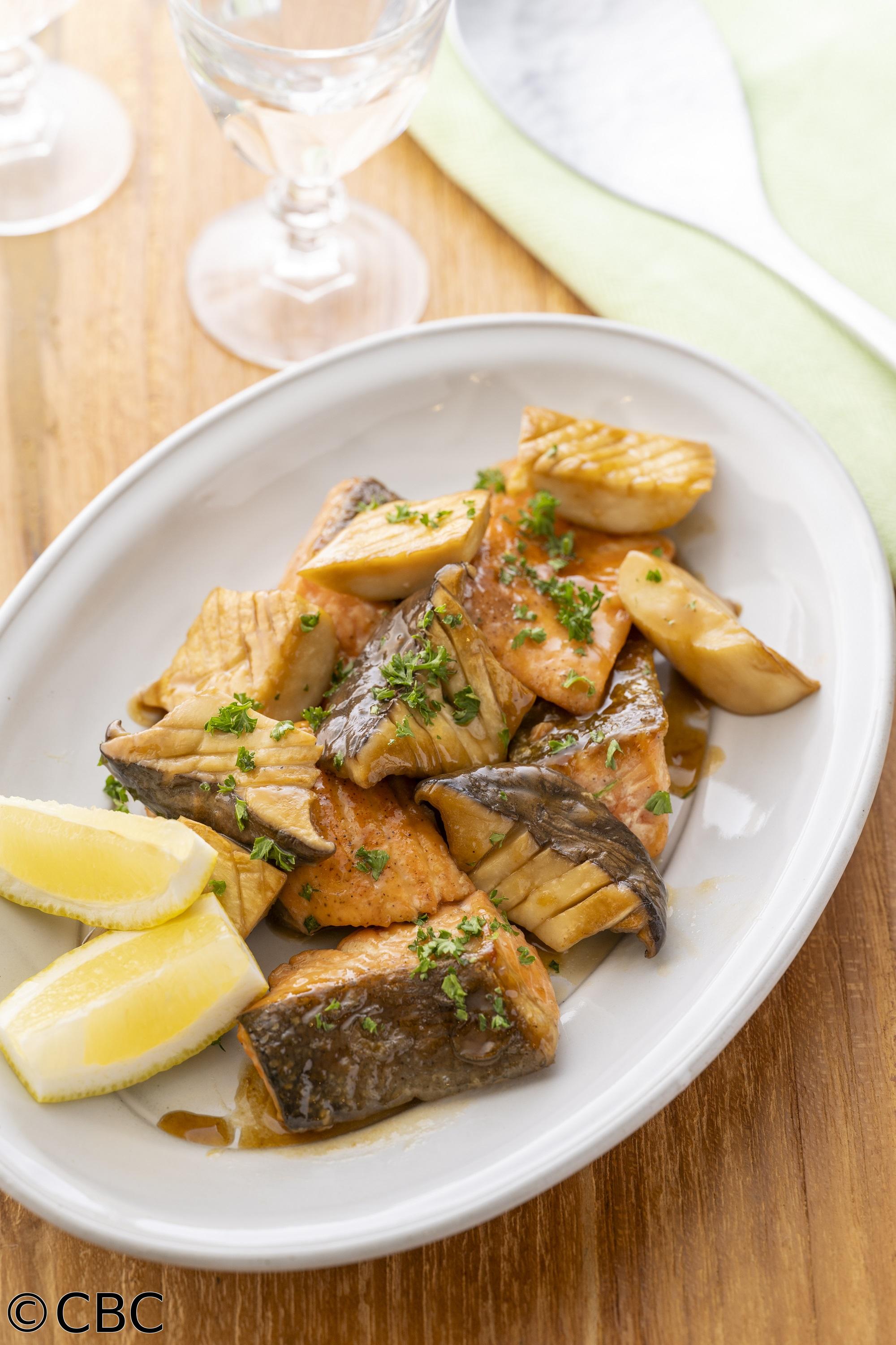 ３分クッキング🈑【鮭とエリンギのバターしょうゆソテー】