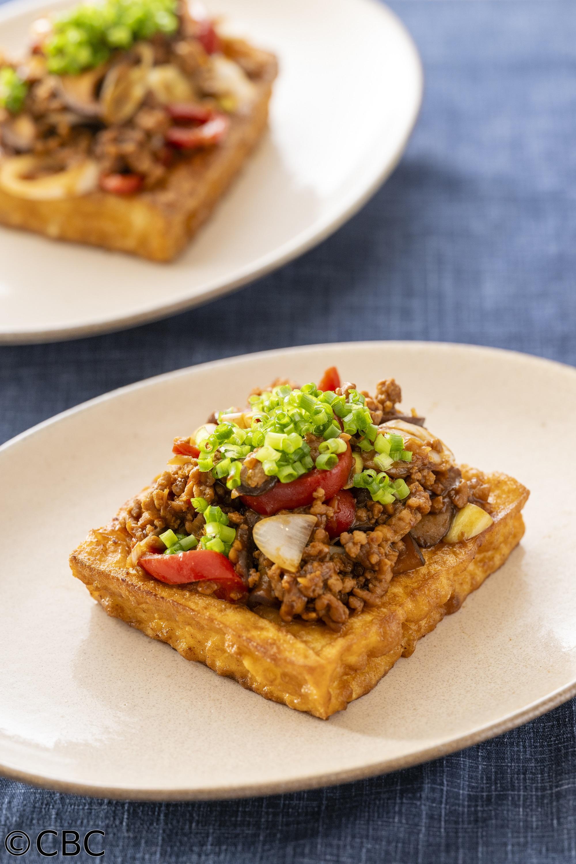 ３分クッキング🈑【たっぷり肉みその厚揚げステーキ】