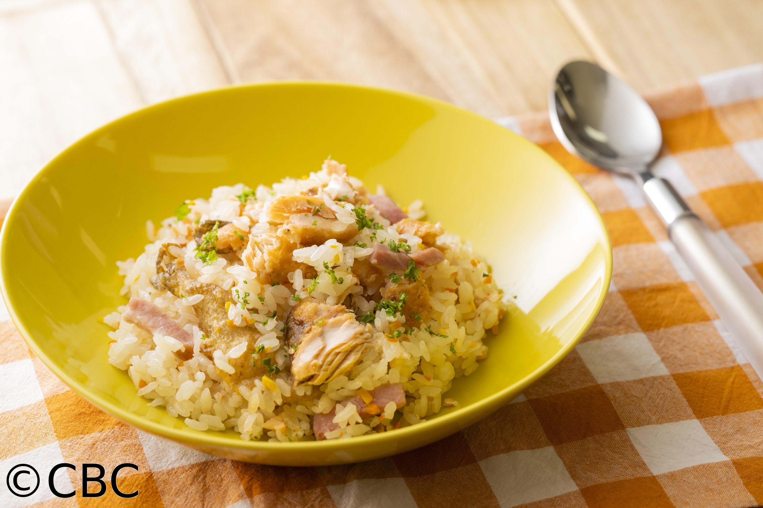 ３分クッキング🈑【サーモンピラフ】