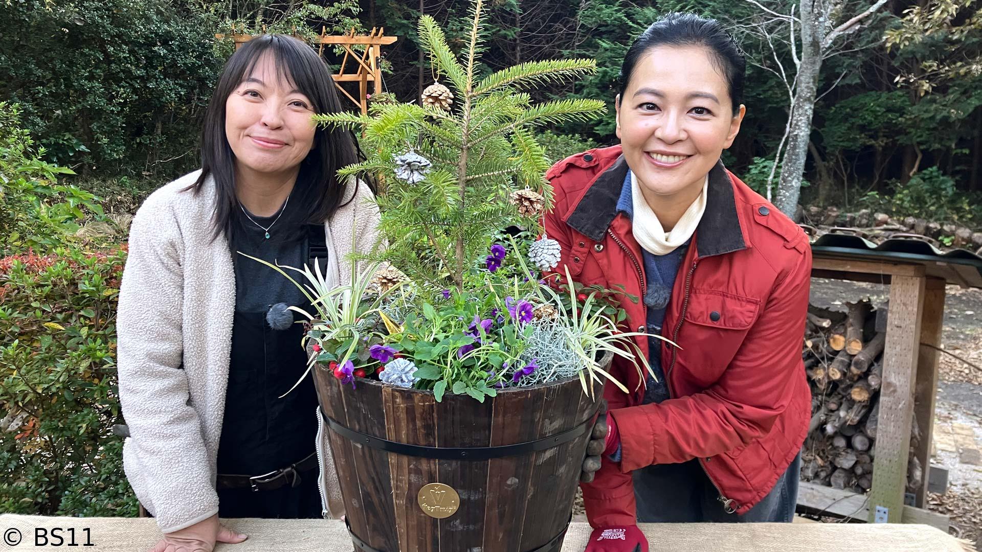 黒谷友香、お庭つくります　クリスマスに映える自然派寄せ植え＆明石海峡公園で植栽