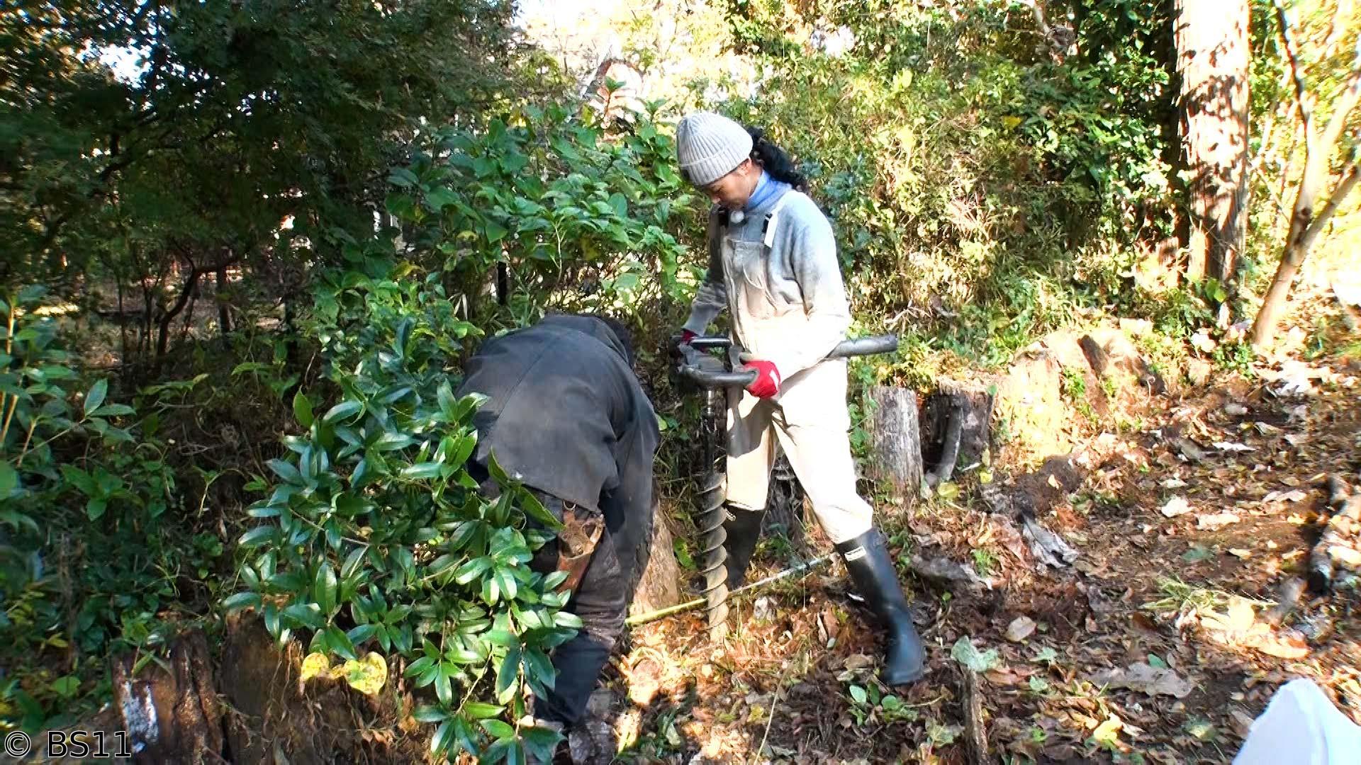黒谷友香、お庭つくります　苦戦外周柵づくり！穴掘りと杭打ち＆豪華ワイヤー花差し